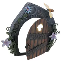 Fairy Door Figurine Statue Sculpture House Decor Metal Ornament Home Yard
