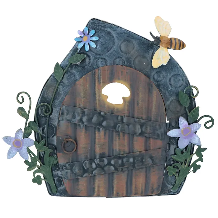 Fairy Door Figurine Statue Sculpture House Decor Metal Ornament Home Yard