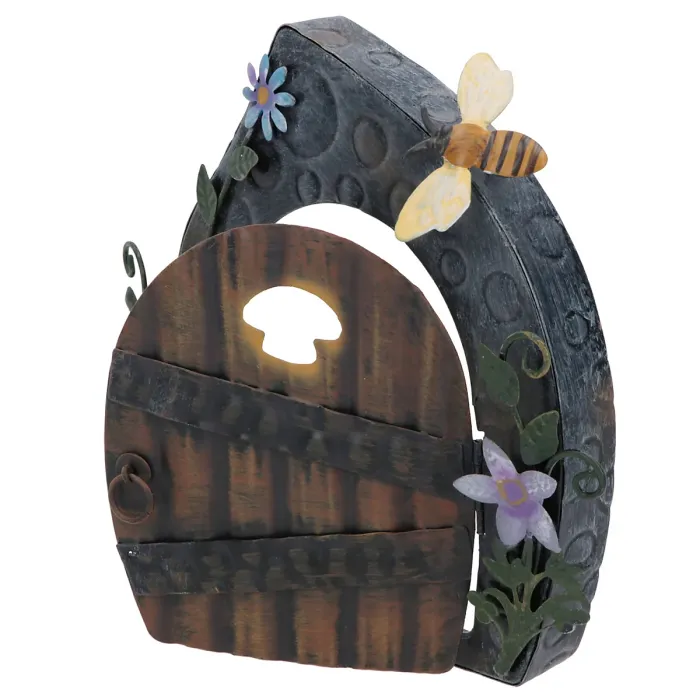 Fairy Door Figurine Statue Sculpture House Decor Metal Ornament Home Yard