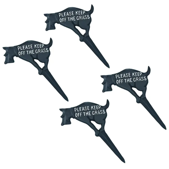 Keep Dog Off The Grass Warning Sign Plaque Stake Cast Iron Garden Lawn 4PK