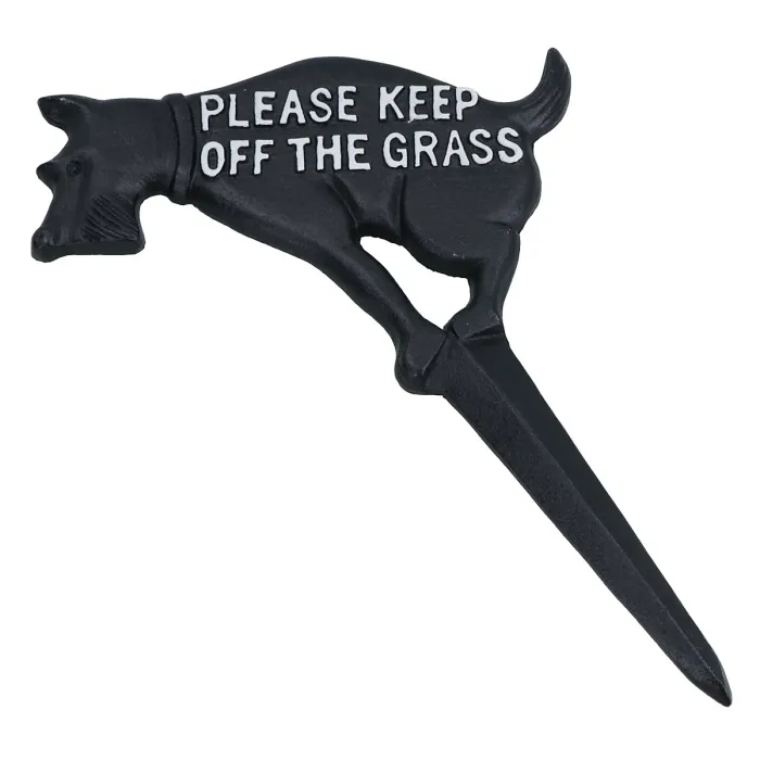 Keep Dog Off The Grass Warning Sign Plaque Stake Cast Iron Garden Lawn 4PK
