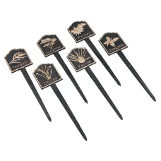 Herbs Sign Marker Label Cast Iron Plant Plaque Garden Yard Allotment 6pc