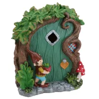 Solar Fairy Green Door House Statue Figurine Ornament Home Garden Yard