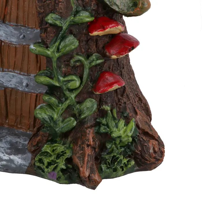 Solar Fairy Brown Door House Statue Figurine Ornament Home Garden Yard