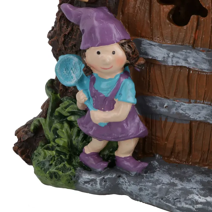 Solar Fairy Brown Door House Statue Figurine Ornament Home Garden Yard