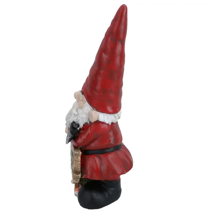 Gnome with Leave Sign Figurine Statue House Decor Ornament Garden Yard