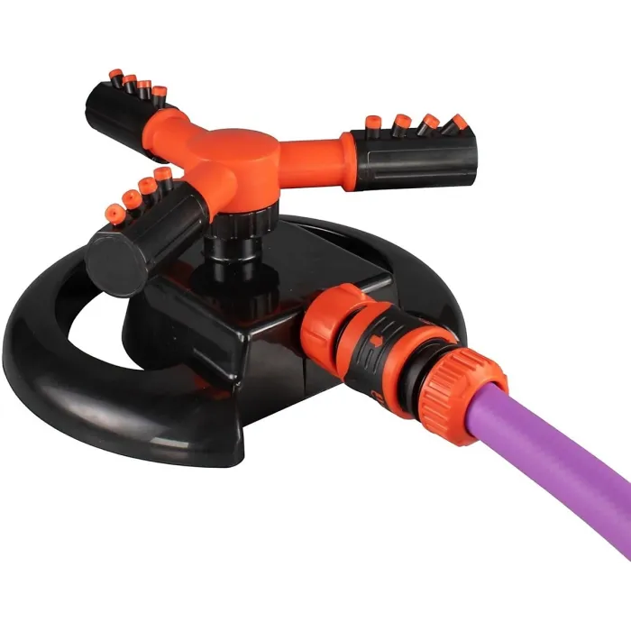 Rotating Lawn Sprinkler Watering Garden Water Pipe Hose Connector 12 Jets