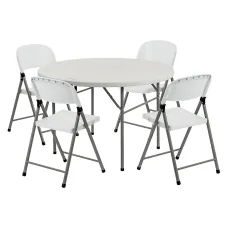 Harbour Housewares Folding Camping Picnic Table & Chair Set - 120cm (4ft) - White