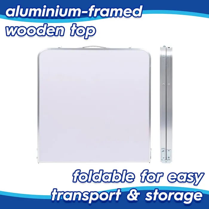 Harbour Housewares 5pc Height Adjustable Folding Picnic Table & Chairs Set - White - Portable Outdoor Garden Camping Furniture