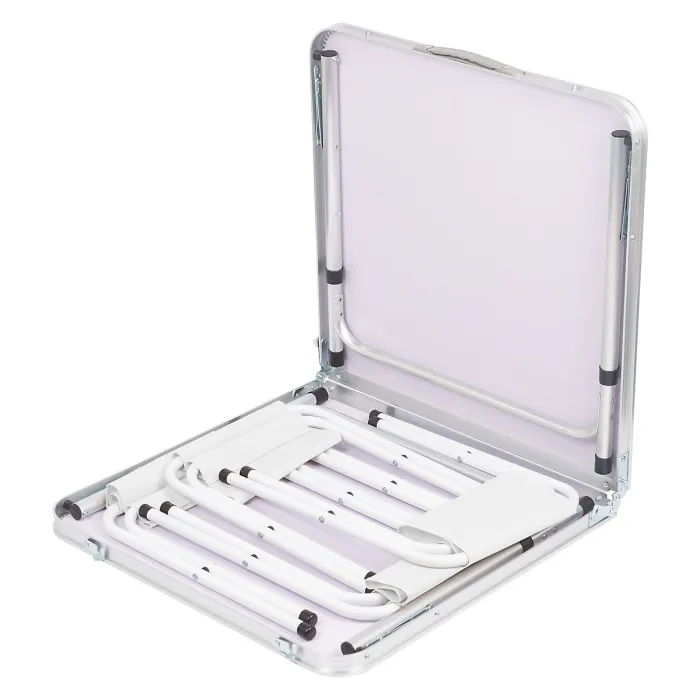 Harbour Housewares 5pc Height Adjustable Folding Picnic Table & Chairs Set - White - Portable Outdoor Garden Camping Furniture