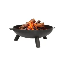 Hammer & Tongs Round Iron Fire Pit - 59.5cm - Outdoor Garden Patio Firepit Log Burner Bowl