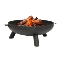 Hammer & Tongs Round Iron Fire Pit - 99cm - Outdoor Garden Patio Firepit Log Burner Bowl
