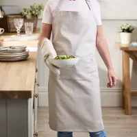 Traditional Ecru Cotton Cooking Kitchen Apron, Chef Apron, Kitchen Linen Garden BBQ Apron