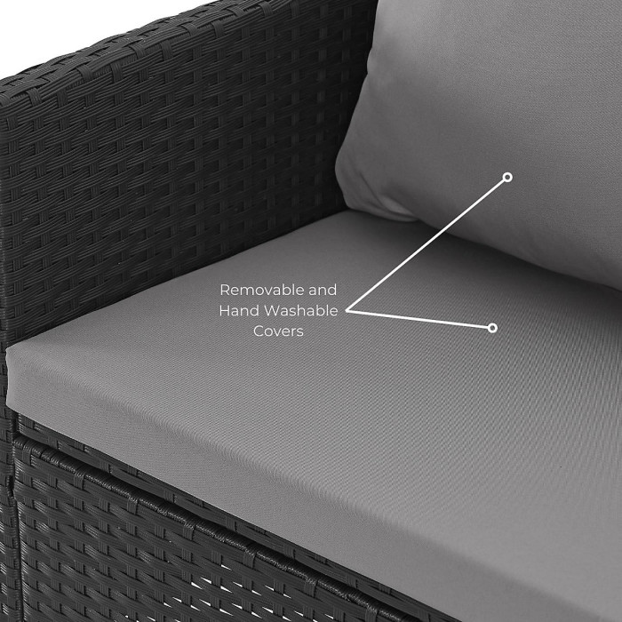 EVRE Anthracite Florence Garden Rattan Furniture Dining Set 4 Piece Seat Sofa Chair Outdoor Wicker