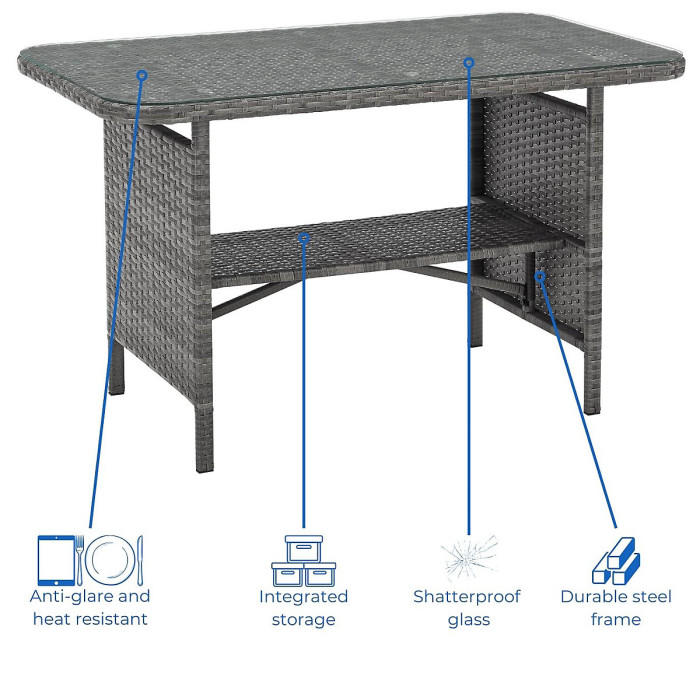 EVRE Mixed Grey Florence Garden Rattan Furniture Dining Set 4 Piece Seat Sofa Chair Outdoor Wicker
