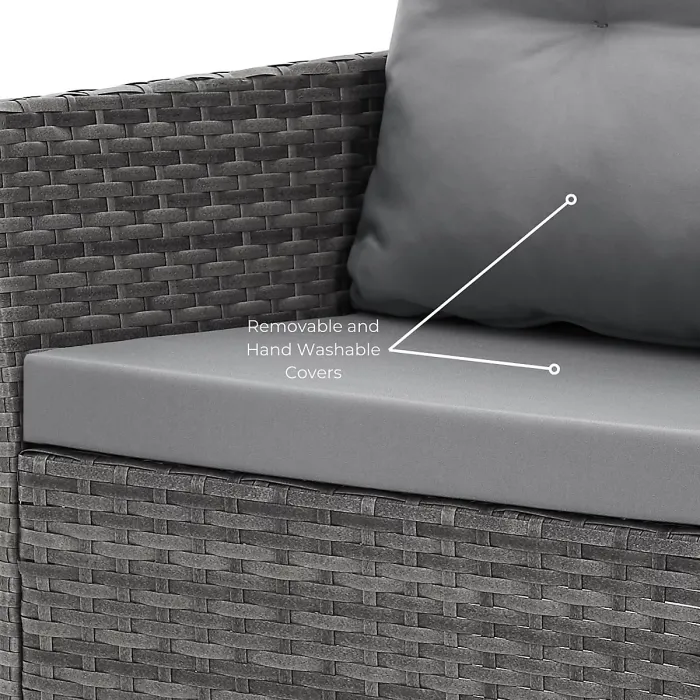 EVRE Mixed Grey Florence Garden Rattan Furniture Dining Set 4 Piece Seat Sofa Chair Outdoor Wicker