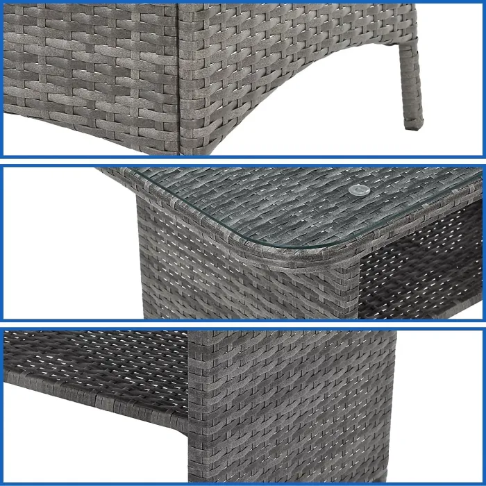 EVRE Mixed Grey Florence Garden Rattan Furniture Dining Set 4 Piece Seat Sofa Chair Outdoor Wicker