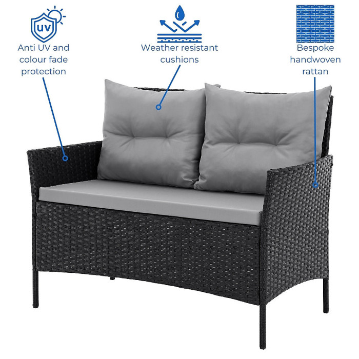 EVRE Anthracite Florence Garden Rattan Furniture Dining Set 4 Piece Seat Chair Outdoor Wicker Cover