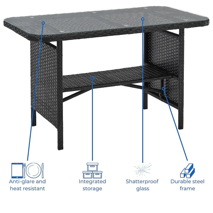 EVRE Anthracite Florence Garden Rattan Furniture Dining Set 4 Piece Seat Chair Outdoor Wicker Cover