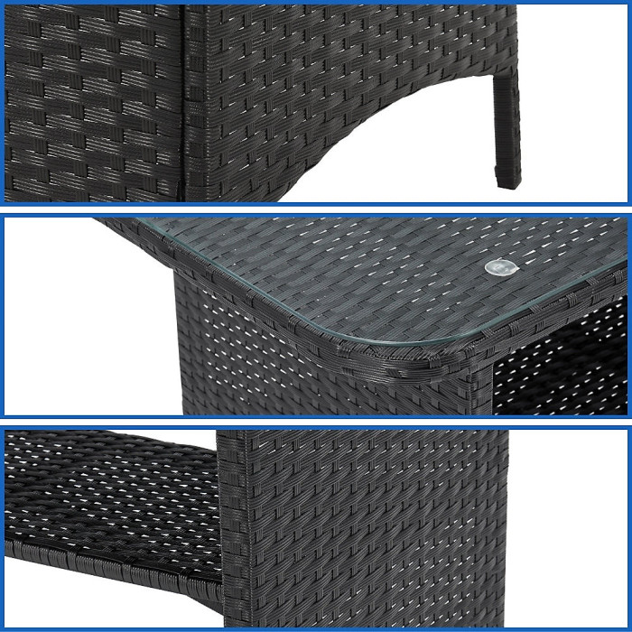 EVRE Anthracite Florence Garden Rattan Furniture Dining Set 4 Piece Seat Chair Outdoor Wicker Cover