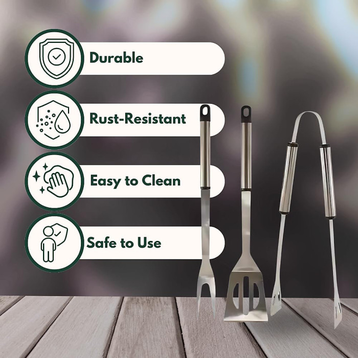 Marco Paul 3 Pack Stainless Steel BBQ Grill Tool Set