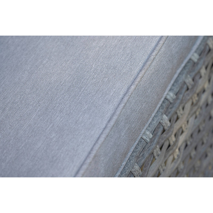 SH&G Tintagel 4 Seat Dining Table Set - 5 Piece Round Table & Chairs - Aluminium & Grey Rattan with Light Grey Cushions - Outdoor