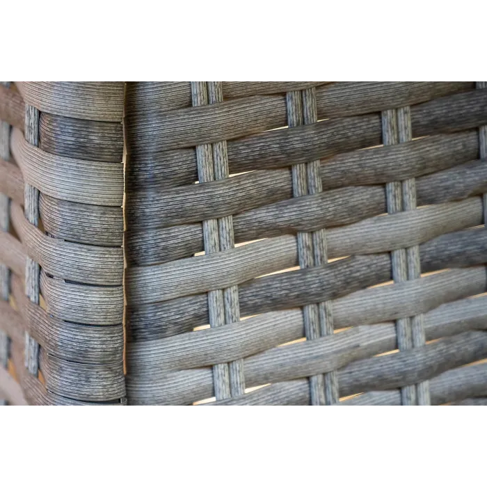 SH&G Tintagel 4 Seat Dining Table Set - 5 Piece Round Table & Chairs - Aluminium & Grey Rattan with Light Grey Cushions - Outdoor