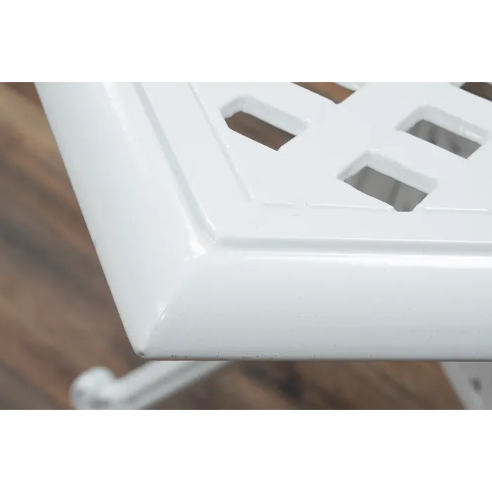 SH&G Chirk 6 Seat Dining Table Set - 7 Piece Extendable Table & Chairs - White Aluminium & Cream Cushions - Indoor & Outdoor