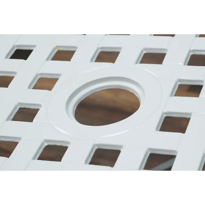 SH&G Chirk 6 Seat Dining Table Set - 7 Piece Extendable Table & Chairs - White Aluminium & Cream Cushions - Indoor & Outdoor