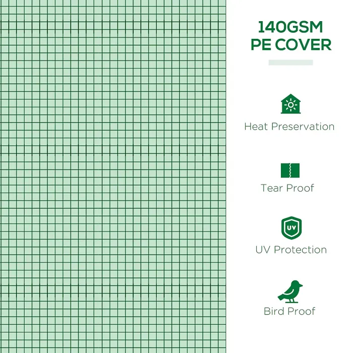 Outsunny PE Mini Greenhouse, 3 M Portable Tunnel Green House w/ 5 Mesh Windows