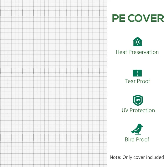 Outsunny 6x3x2m Greenhouse Replacement Cover ONLY for Tunnel Greenhouse White