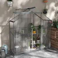 Outsunny 6 x 2.5ft Polycarbonate Greenhouse Aluminium Green House, Dark Grey