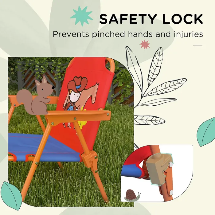 Outsunny Kids Bistro Table and Chair Set w/ Cowboy Theme, Adjustable Parasol