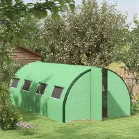 Outsunny Tunnel Greenhouse, Upgraded Structure, Hinged Doors, 6 x 3(m), Green