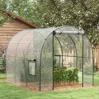 Outsunny 3 x 2 x 2m Polytunnel Greenhouse with Door, Windows, Steel Frame