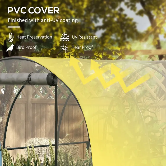 Outsunny 3 x 2 x 2m Polytunnel Greenhouse with Door, Windows, Steel Frame