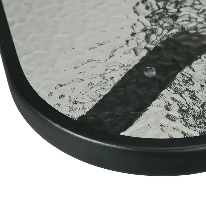 Outsunny Garden Dining Set, Glass Table w/ Umbrella Hole Beige