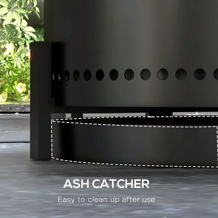 Outsunny 37cm Smokeless Wood Burning Firepit Metal Fire Pit, Black