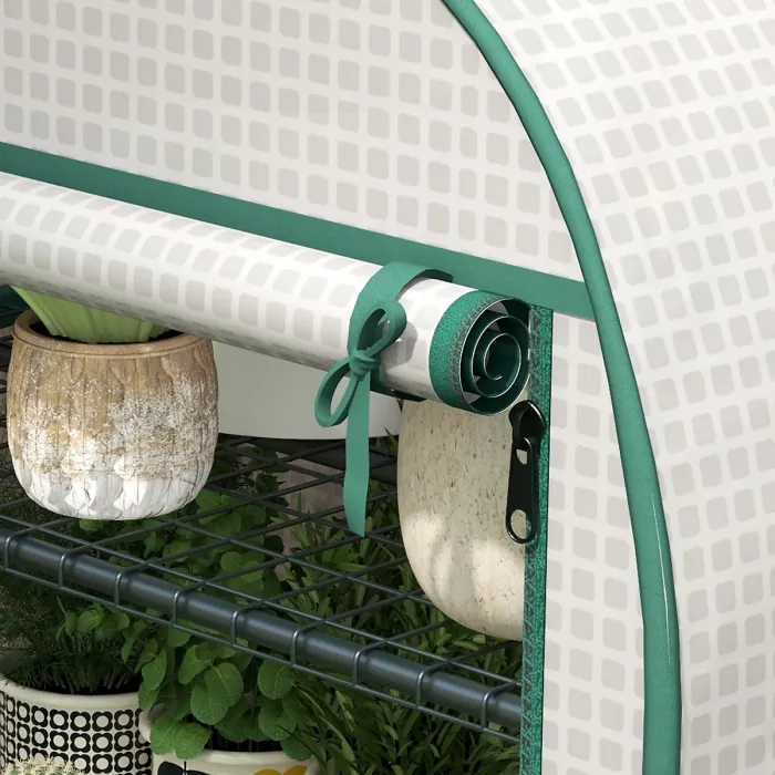 Outsunny 80 x 49 x 160cm Mini Greenhouse Portable Green House with Shelf White