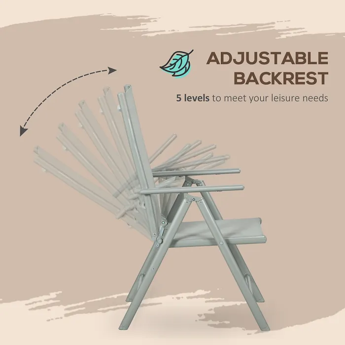 Outsunny 7 Piece Garden Dining Set, Outdoor Table and 6 Chair, Aluminium, Grey