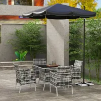 Outsunny Rattan Outdoor Dining Table and Chairs for 4, Mixed Grey
