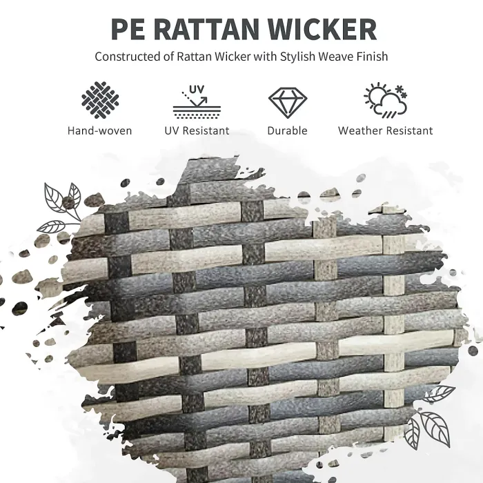 Outsunny Rattan Outdoor Dining Table and Chairs for 4, Mixed Grey