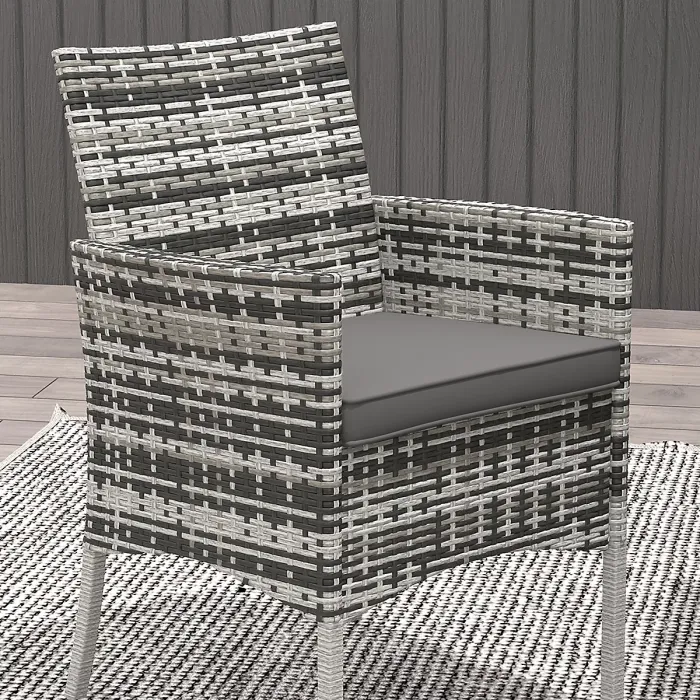 Outsunny Rattan Outdoor Dining Table and Chairs for 4, Mixed Grey