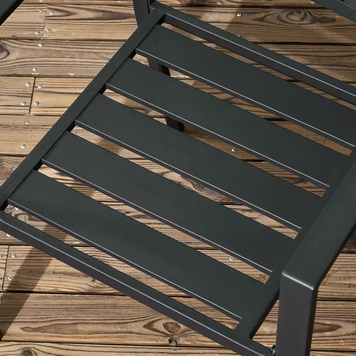 Outsunny 7 PCs Garden Dining Set w/ Stackable Chairs and Metal Top Table, Black