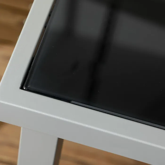 Outsunny 7 Piece Garden Dining Set, Steel Outdoor Table and Chairs, Black