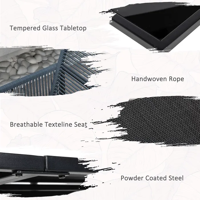 Outsunny 5 Pieces Patio Dining Set with Foldable Back, Dark Grey