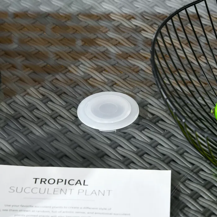 Outsunny 6 Seater Rattan Outdoor Dining Set with Cushions, Mixed Grey