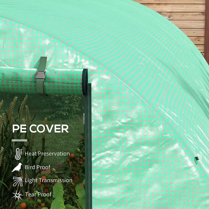 Outsunny Polytunnel Green House with Sprinkler System, Wide Door, 4 x 3(m)