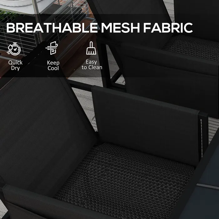 Outsunny 4 Seater Outdoor Table and Chairs with Adjustable Backrest for Garden