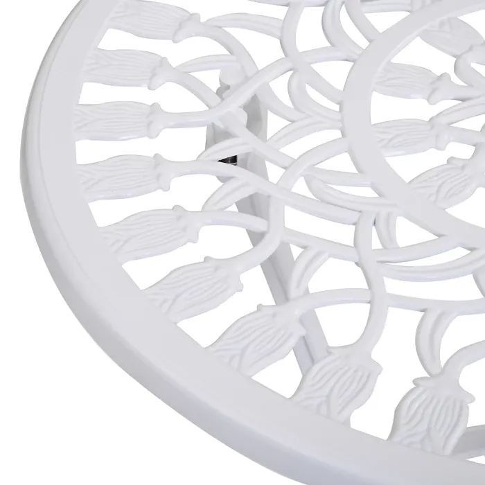 Outsunny 3 Piece Bistro Set, Aluminium Garden Furniture with Umbrella Hole